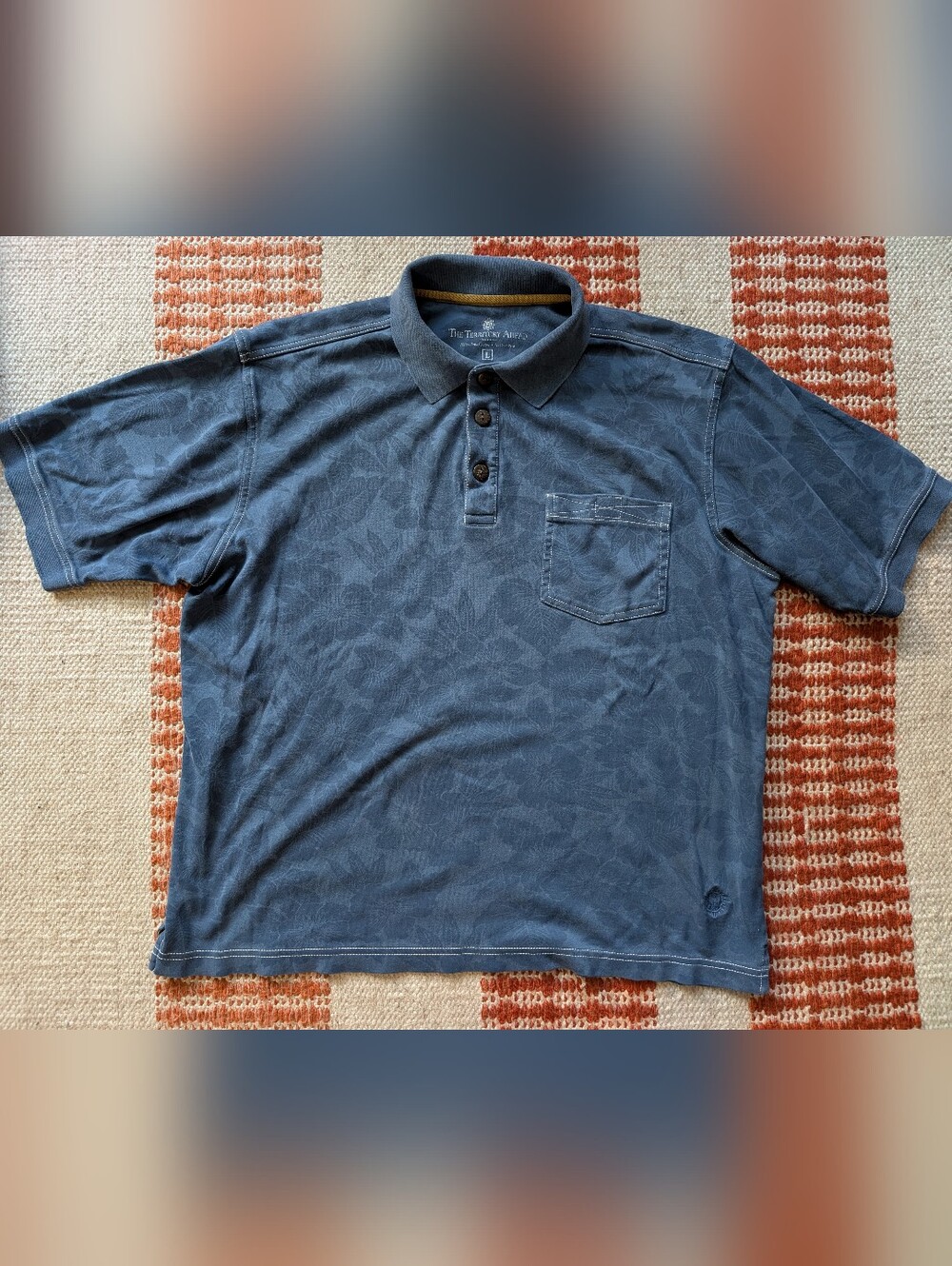 The Territory Ahead Heavyweight Polo Shirt Men Large S/S Floral Pima Cotton Peru